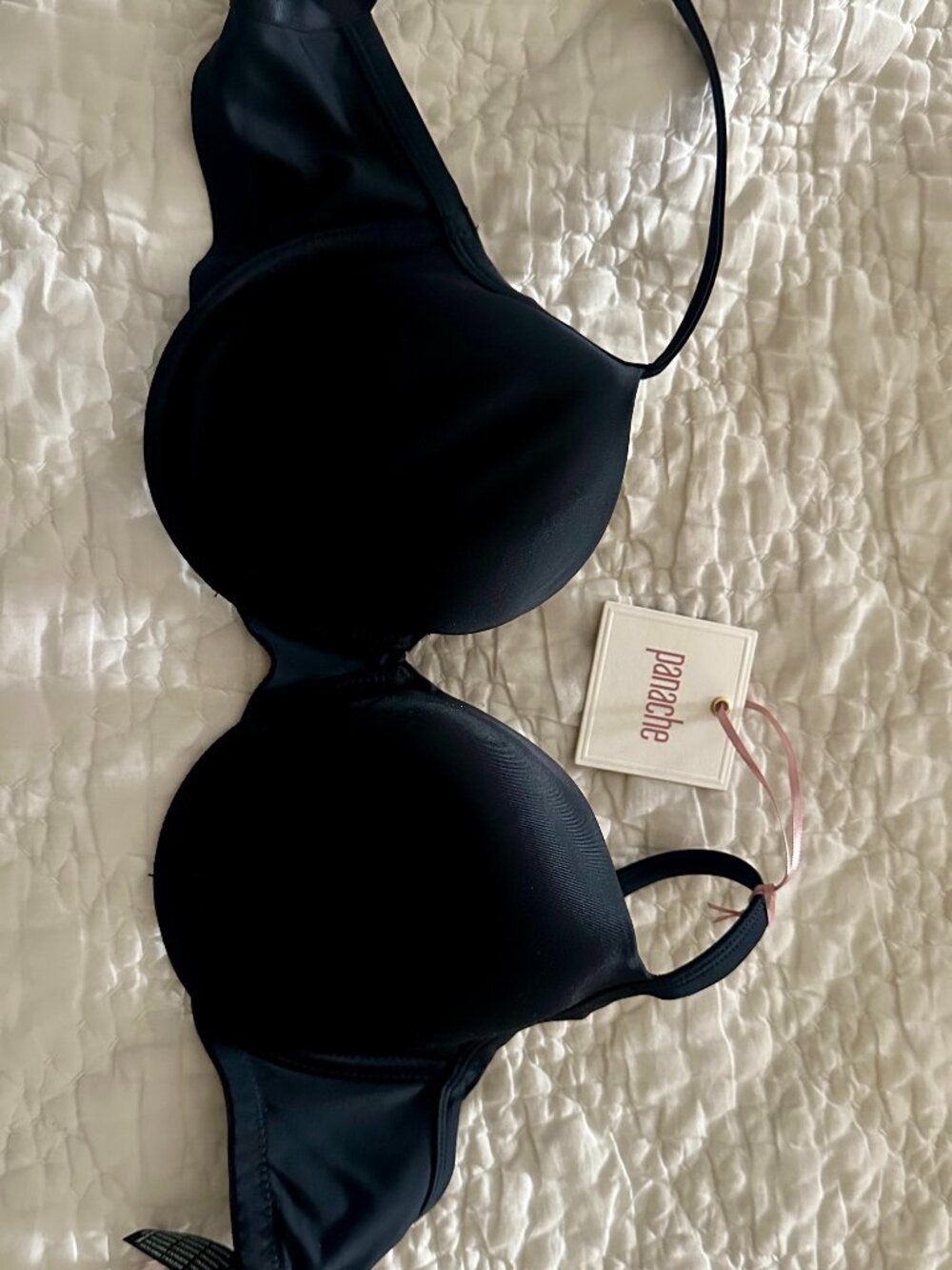 Panache Porcelain Molded (Moulded) Tee Shirt Black Bra Size 30FF UK/USA NWT!